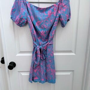 Lilly Pulitzer Pink and Blue Off-Shoulder romper/dress